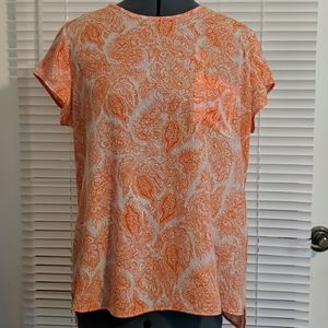 Banana Republic, orange and white blouse